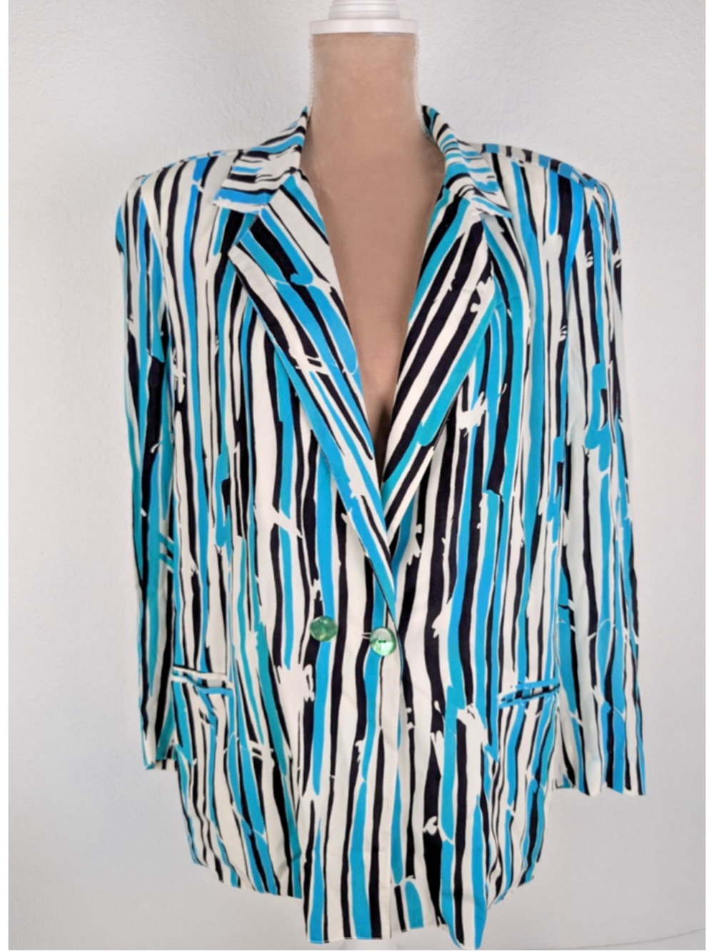 Vintage Christian Dior Separates Teal Blazer Jacket Sz 10 Retro 80s Power Suit
